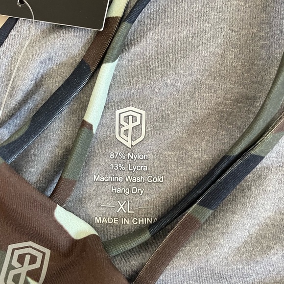 NWT Born Primitive blue green brown camo strappy sports bra gym workout active - Picture 4 of 4